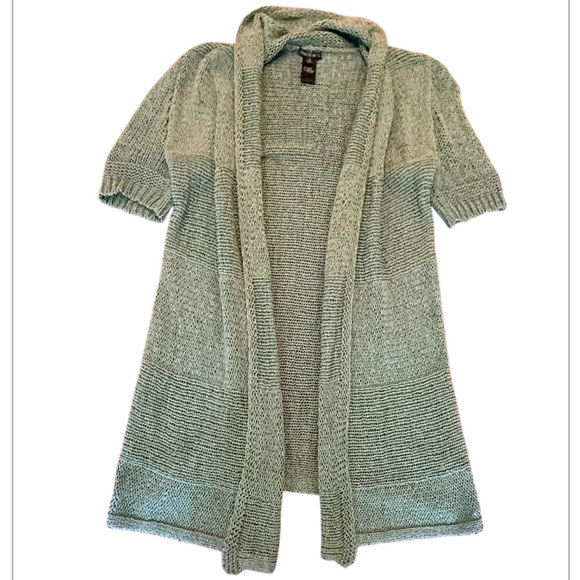 Lafayette 148 Green Short Sleeve Open Cardigan Sweater Size Small MSRP $598 - Picture 1 of 7